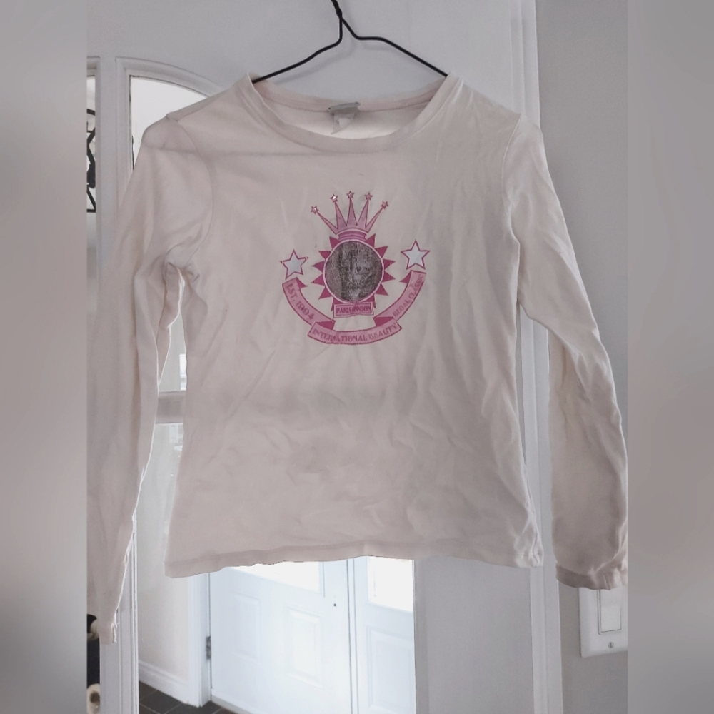 Kids White and Pink Long Sleeve Shirt